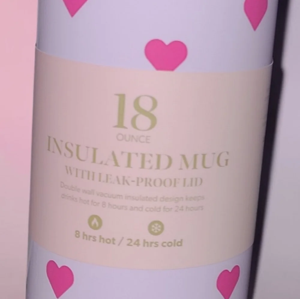 Paris Hilton Lavender Insulated Travel Mug with Pink Hearts